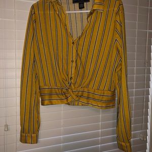 Yellow stripped cropped long sleeve